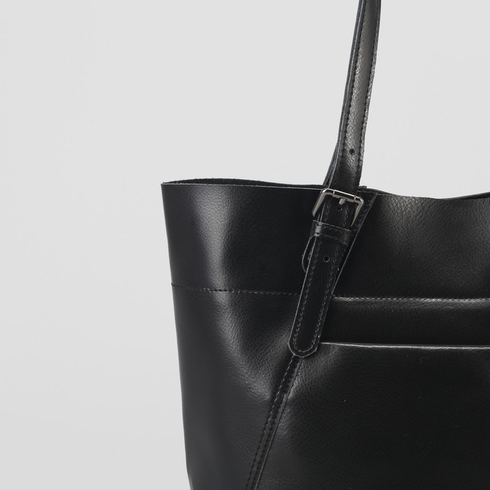 Сумка женская, отдел на молнии, 2 наружных кармана, цвет чёрный