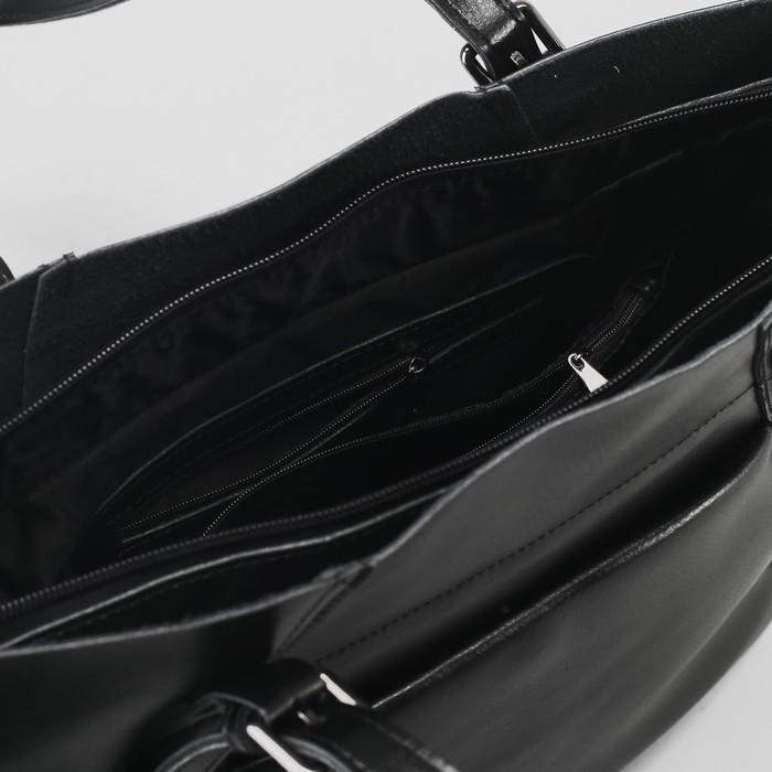 Сумка женская, отдел на молнии, 2 наружных кармана, цвет чёрный