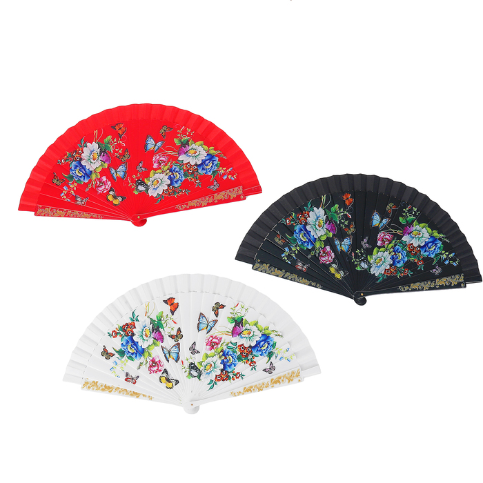 Веер h=22 см "Бабочки в саду" МИКС