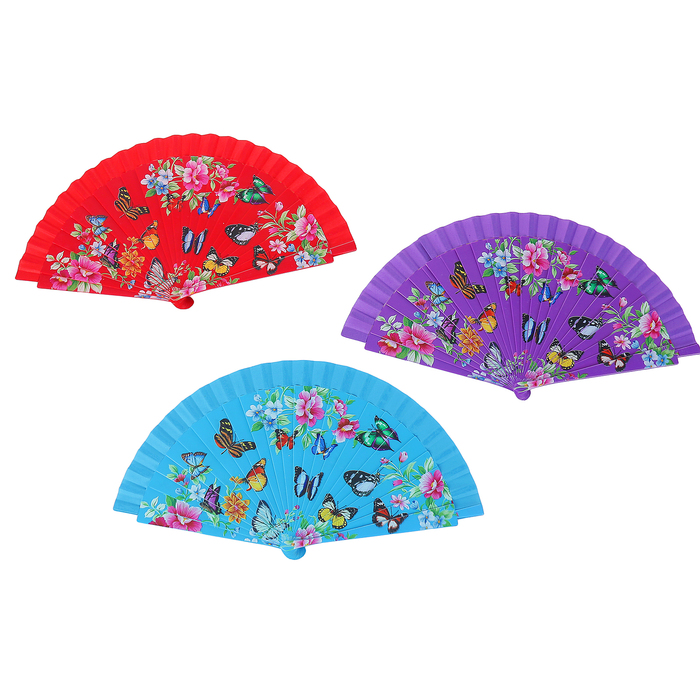 Веер h=22 см "Парк бабочек" МИКС
