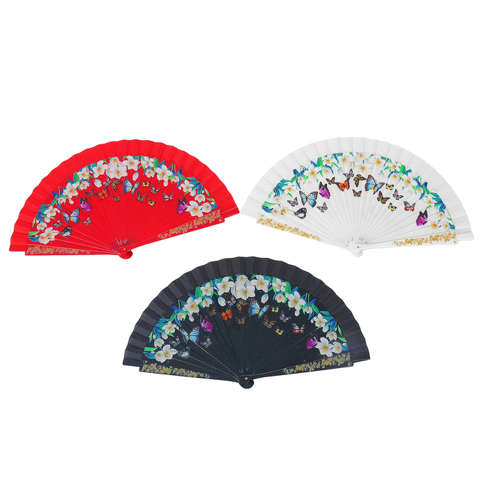 Веер h=22 см "Порхание бабочек" МИКС