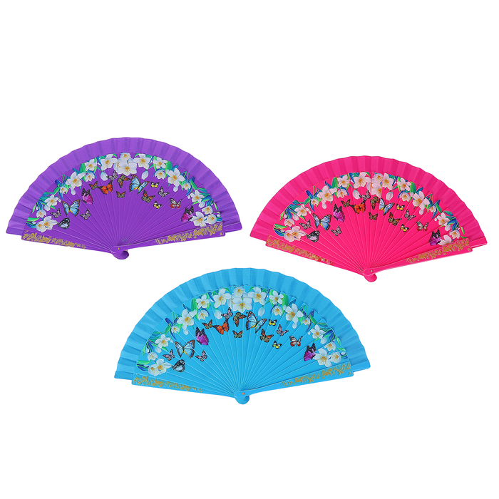 Веер h=22 см "Порхание бабочек" МИКС