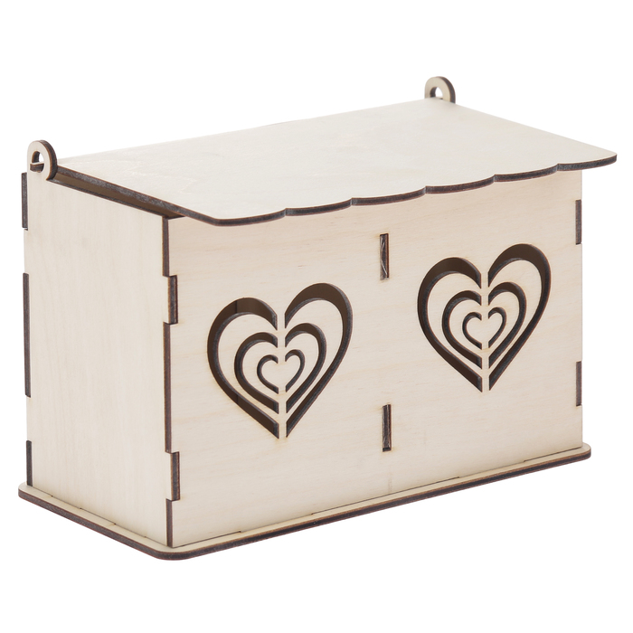 Чайный домик из фанеры "Два сердца двойной" (набор 7 деталей) 17х11х10 см (ЧД-092)