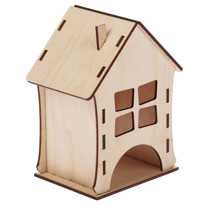 Чайный домик из фанеры "Домик для чая малый" (набор 8 деталей) 14х10х8  см (ЧД-097)