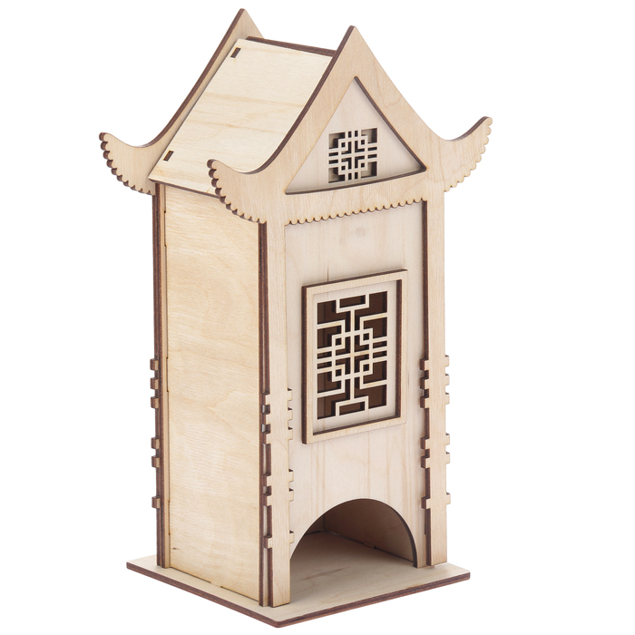 Чайный домик из фанеры "Китайский чай" (набор 12 деталей) 15х13х24 см (ЧД-103)