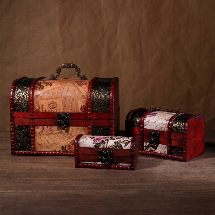 Шкатулка сундучок "Письма тебе" МИКС набор 3 шт 7,5х14х8,5см 12х18х11,5 см 15,5х22,5х16,5 см