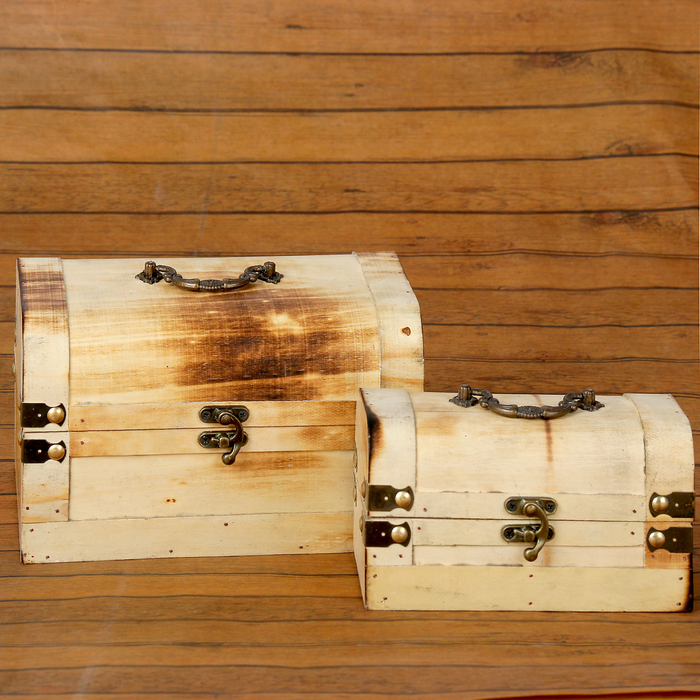 Шкатулка сундучок "Антиквариат" набор 2 шт 10,5х17х10,5 см 14х22х15,5 см