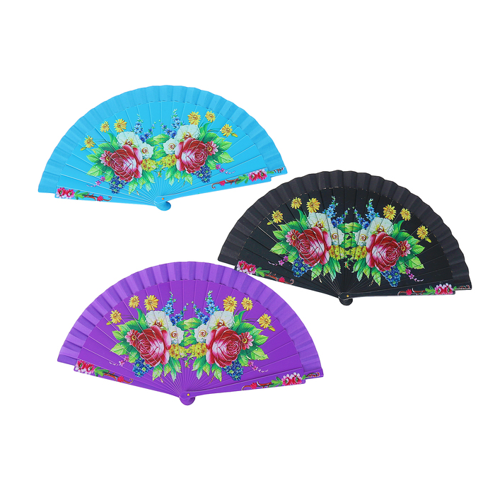 Веер h=23 см "Розы в букете" МИКС