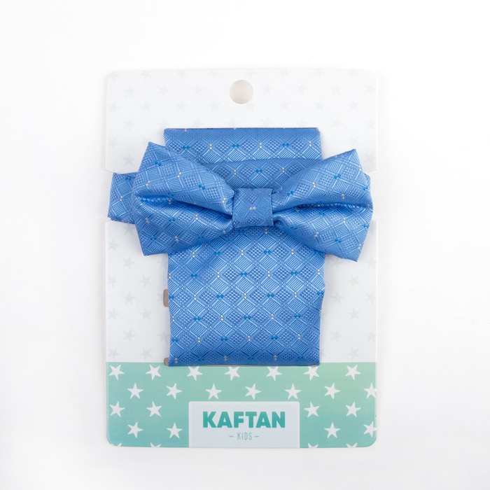 Набор детский: галстук-бабочка 10х5, платок 18х18, голубой, п/э