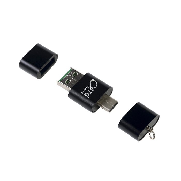 Картридер, Type-C и USB подключение, слот microSD, ушко для подвески, цвет микс