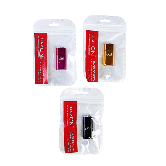Картридер, Type-C и USB подключение, слот microSD, ушко для подвески, цвет микс