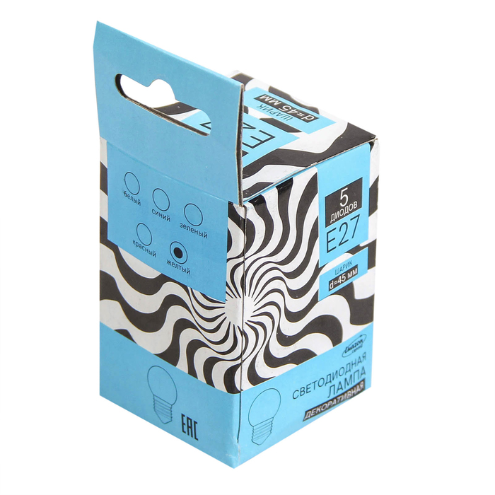 Лампа светодиодная декоративная Luazon Lighting, Шарик d=45 мм, 5 SMD2835, ЖЕЛТЫЙ