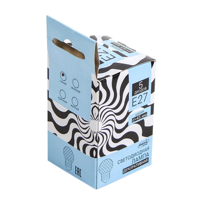 Лампа светодиодная декоративная Luazon, Шарик d=45 мм, 5 SMD2835, СИНИЙ