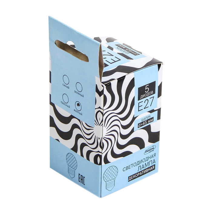 Лампа светодиодная декоративная Luazon, Шарик d=45 мм, 5 SMD2835, ЖЕЛТЫЙ