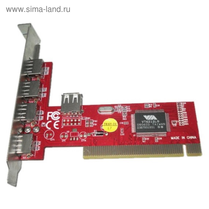 

Контроллер PCI VIA6212 (4+1) 5xUSB2.0 Bulk