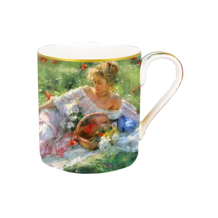 Кружка "Девушка с корзиной цветов", в подарочной упаковке