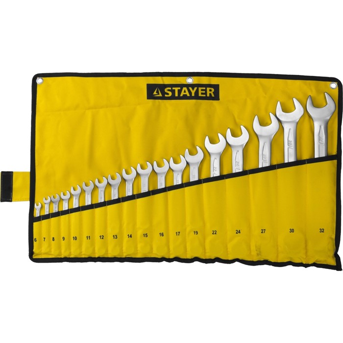 Набор ключей STAYER "PROFI", комбинированные, Cr-V сталь, 6-32мм, 18 шт