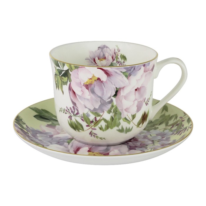 Чашка с блюдцем "Райский сад", жёлтая, в подарочной упаковке