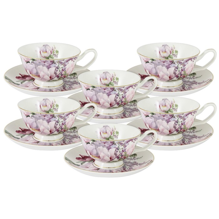 Набор: 6 чашек, 6 блюдец "Райский сад", в подарочной упаковке