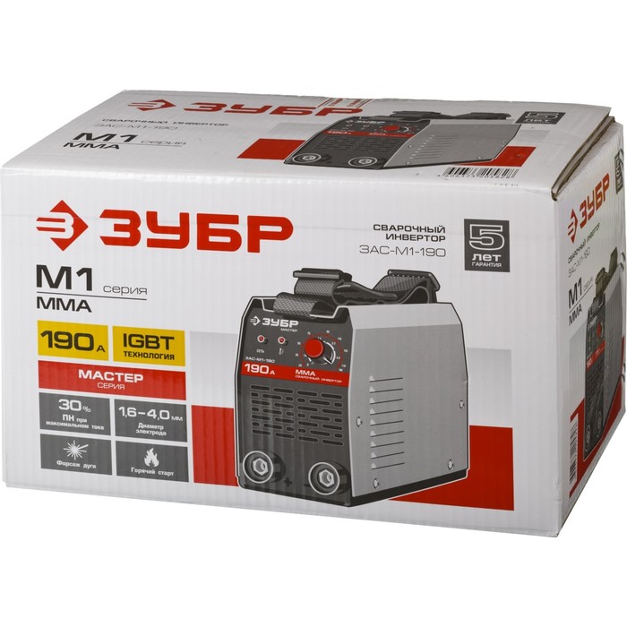 Инвертор сварочный ЗУБР ЗАС-М1-190, 190А, MMA, IGBT, горячий старт, 220В