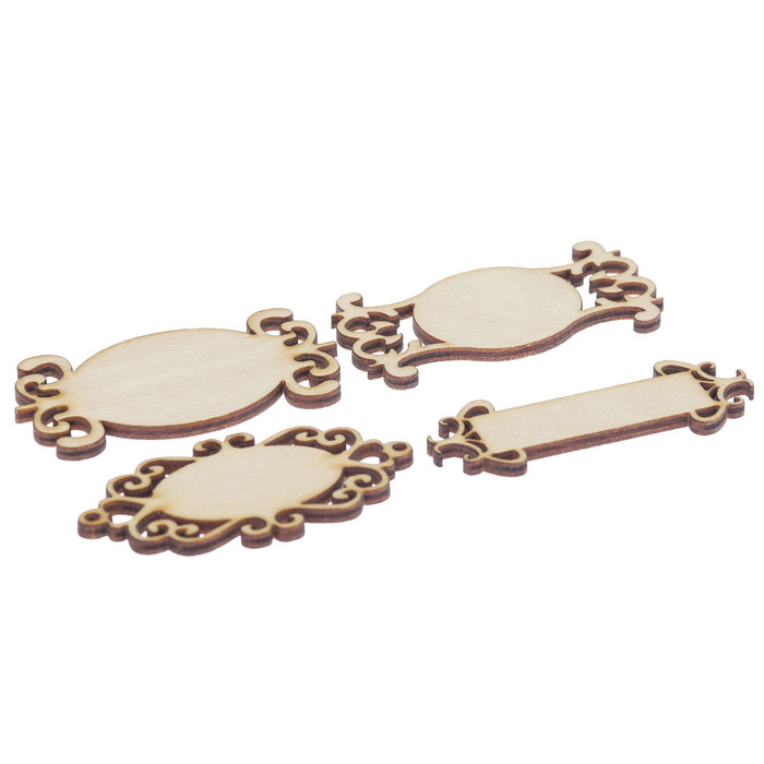 Набор декоративных элементов для творчества (4 шт) "Бирочки" 7х4 см