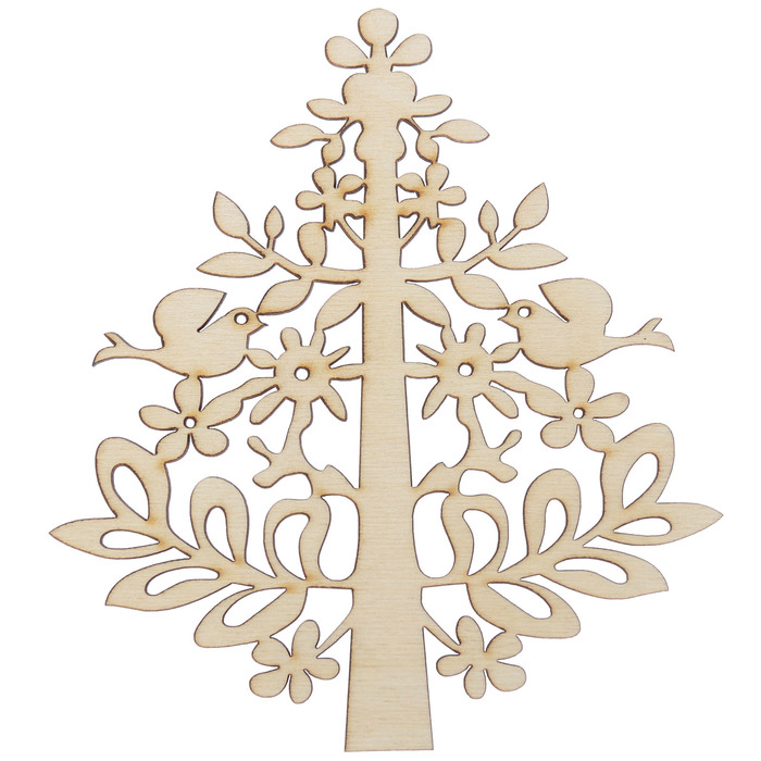 Декоративный элемент для творчества "Дерево с птичками" 14,2х16 см