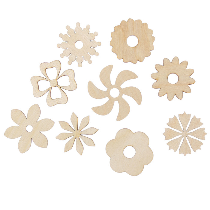 Набор декоративных элементов для творчества (9 шт) "Цветы" 4х4 см