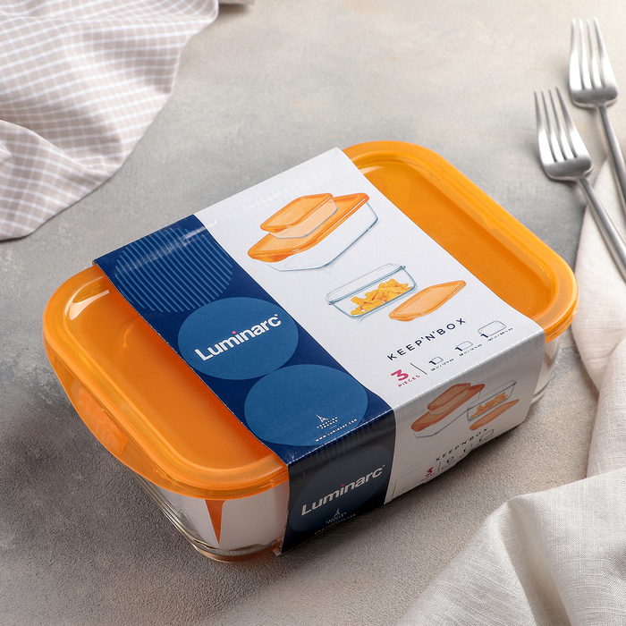 Набор контейнеров Keep'N Box: 0,36 л; 0,37 л; 1,9 л, цвет оранжевый