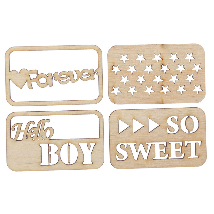 Декоративный элемент для творчества "Бирочки-2" набор 4 шт, 6х3,7 см (ДЕК-636)