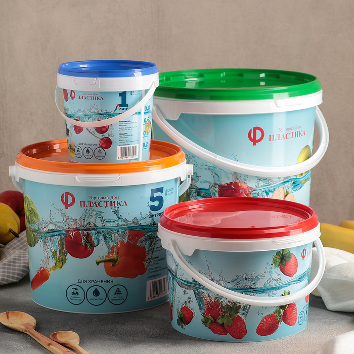 Набор емкостей "Глянец": 1 л, 3 л, 5 л, 10 л, в тубусе