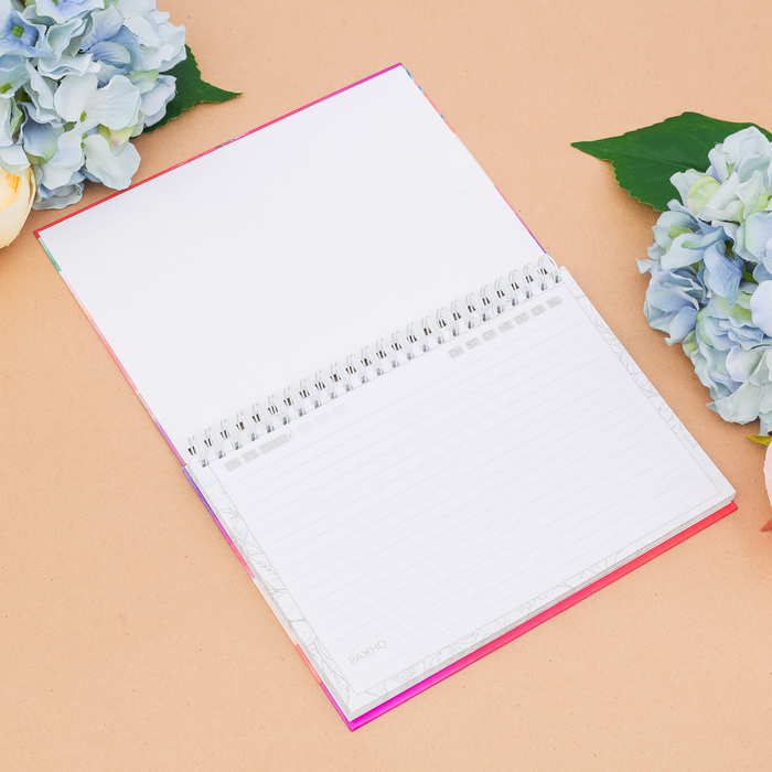 Ежедневник горизонтальный на гребне "Открой свое сердце для счастья", А5, твёрдая обложка, 80 листов