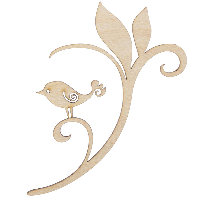 Декоративный элемент для творчества "Птичка на веточке" 10,2х10,3 см