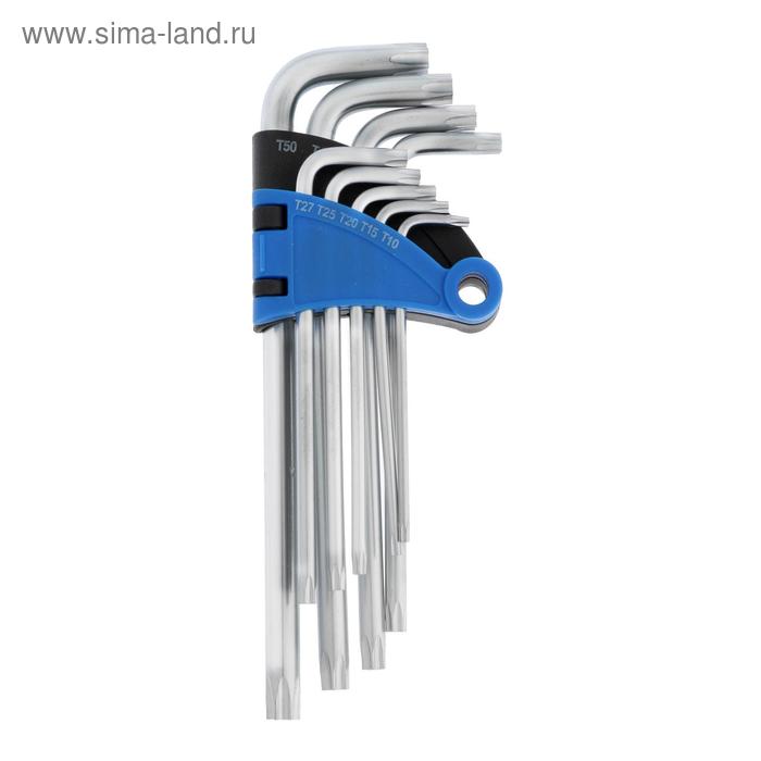 Набор ключей ТУНДРА, TORX Tamper, удлиненные, CrV, TT10 - TT50, 9 шт. набор ключей lom torx tamper tt10 tt50 9 шт lom 2354389
