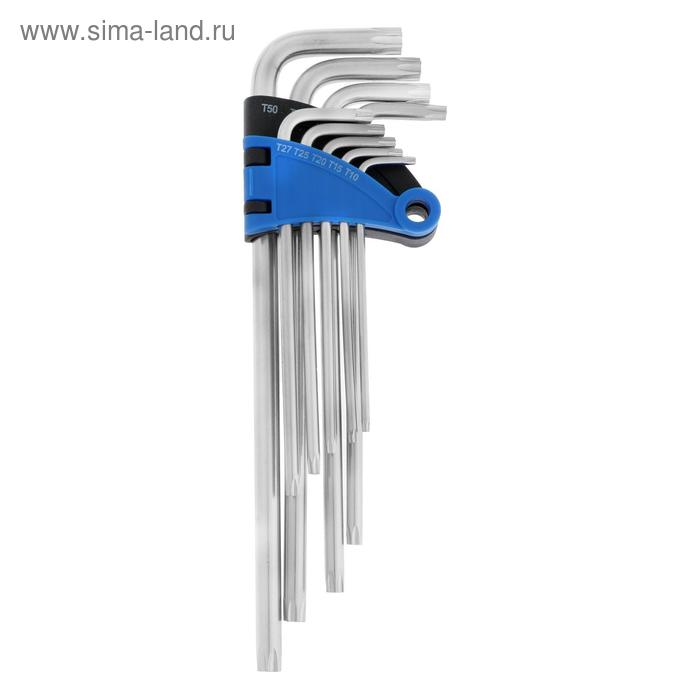 Набор ключей ТУНДРА, TORX Tamper, экстрадлинные, CrV, TT10 - TT50, 9 шт. набор ключей lom torx tamper tt10 tt50 9 шт lom 2354389