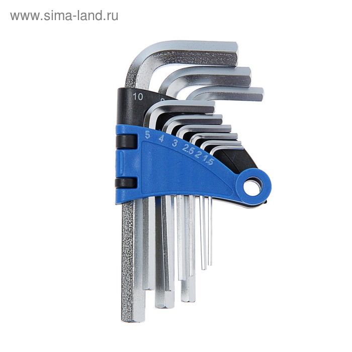 Набор ключей шестигранных ТУНДРА, CrV, 1.5 - 10 мм, 9 шт. набор ключей шестигранных тундра удлиненных crv 1 5 10 мм 9 шт