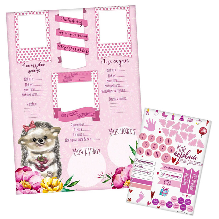 Плакат для новорожденной "Первый год" с наклейками