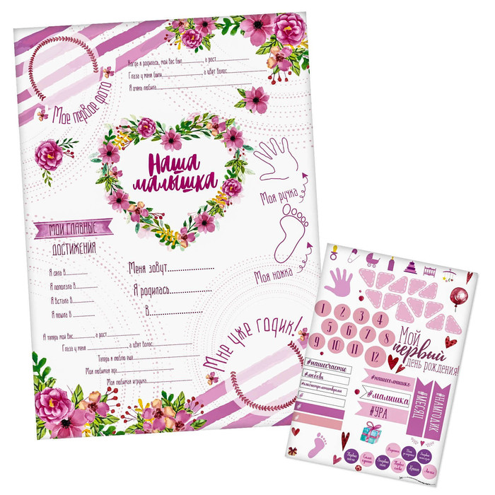 Плакат для новорожденной "Наша малышка" с наклейками