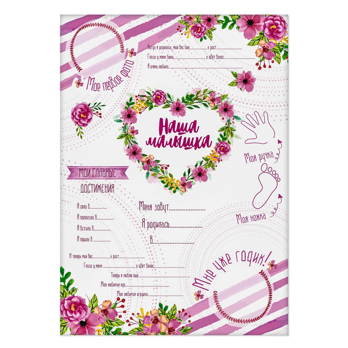 Плакат для новорожденной "Наша малышка" с наклейками