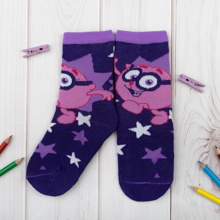 Носки детские СМЕШАРИКИ "Ёжик",р-р 16-18, 4-6лет, 80%хл., 17%п/э, 3%эл