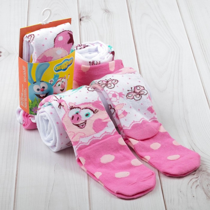 Колготки детские СМЕШАРИКИ "Нюша" бел., рост 104-110см,4-5лет, 80%хл.,17%п/а,3%эл
