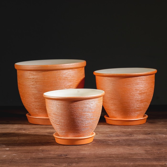 Набор кашпо "Премиум" цвет бронзовый, 1 л, 2 л, 3 л, микс