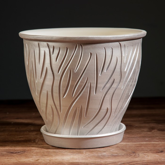 Кашпо "Премиум" цвет серебро 5 л, микс