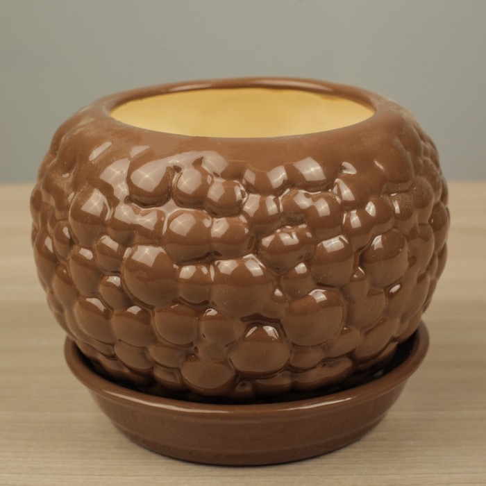 Горшок для цветов "Пузыри" молочный шоколад 0,4 л