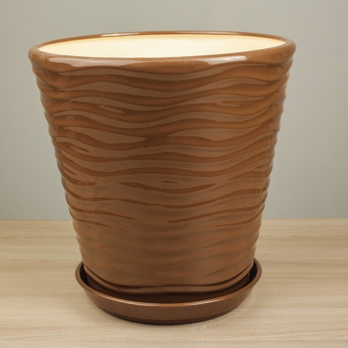 Горшок для цветов "Волна" молочный шоколад 8,5 л