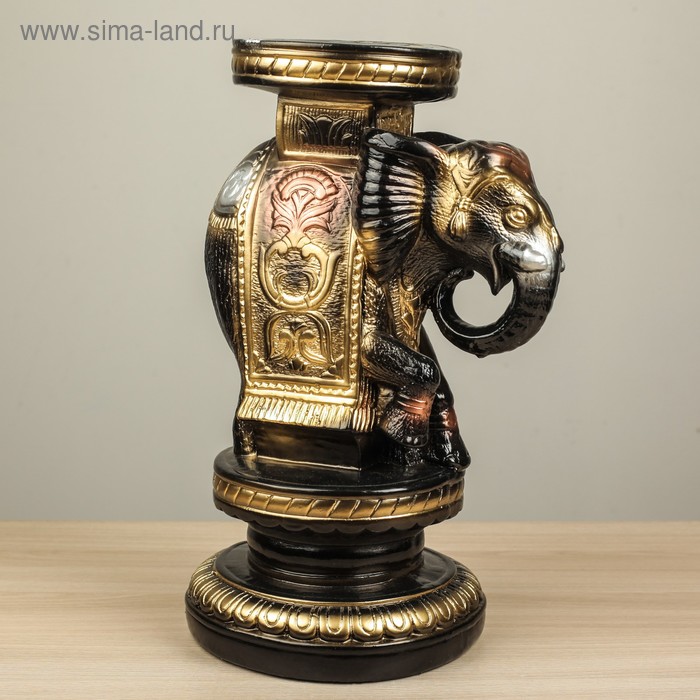 фото Подставка декоративная "индийский слон", чёрная, 34 см premium gips