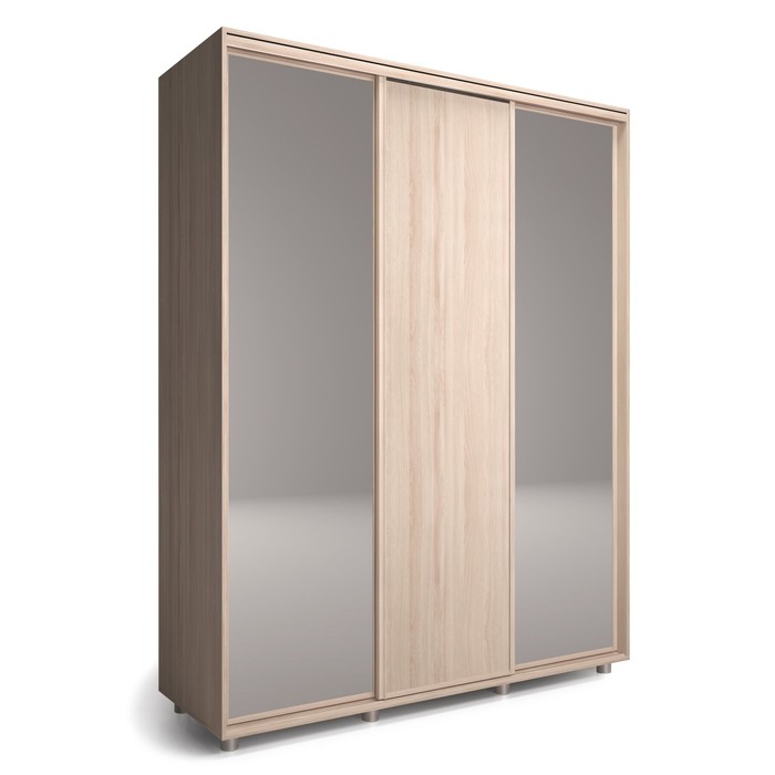 Шкаф-купе Удачный 2 зеркала 1800х600х2300 Ясень Шимо Светлый