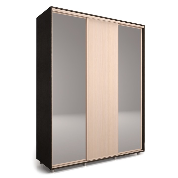Шкаф-купе Удачный 2 зеркала 2100х600х2300 Венге Темный/Венге Светлый