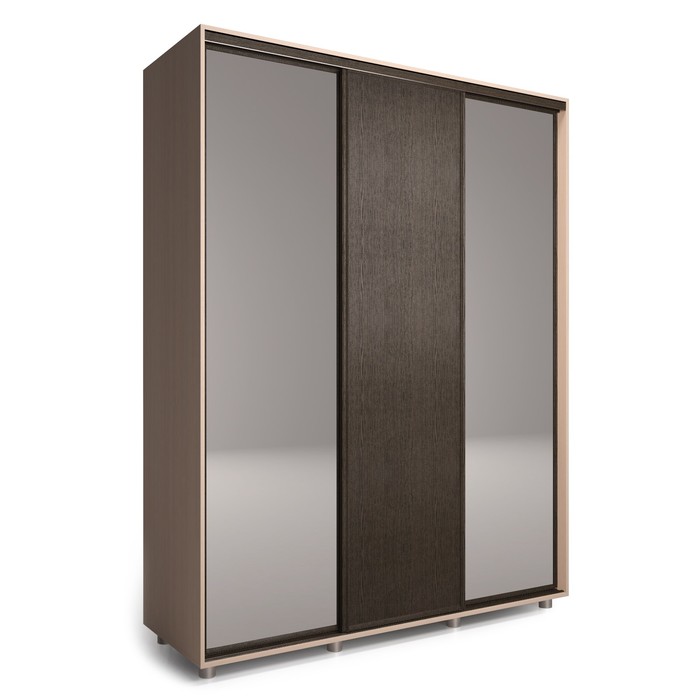 Шкаф-купе Удачный 2 зеркала 2100х600х2300 Венге Светлый/Венге Темный