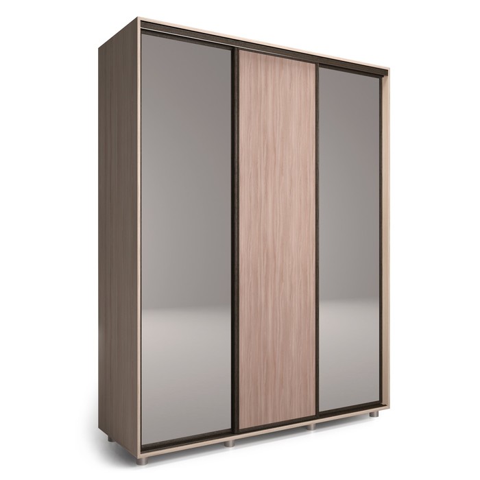 Шкаф-купе Удачный 2 зеркала 2100х600х2300 Ясень Шимо Светлый/Ясень Шимо Темный