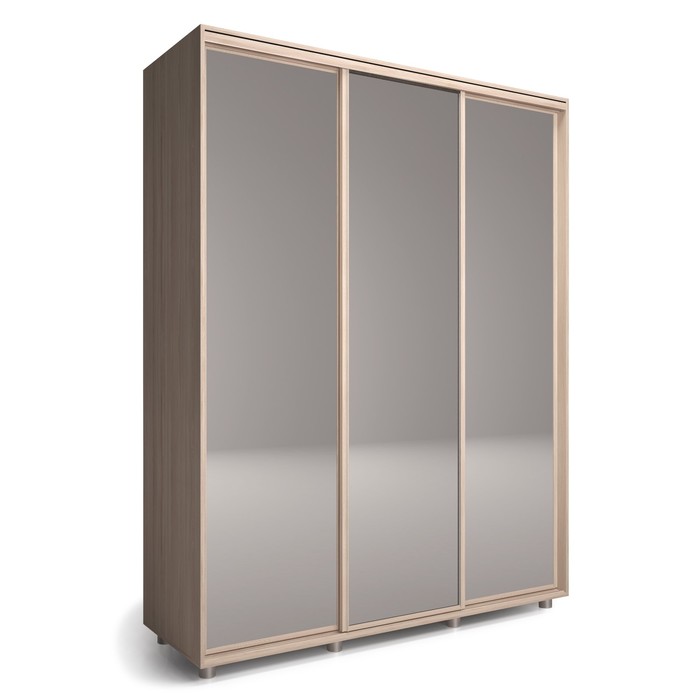 Шкаф-купе Удачный 3 зеркала 2100х600х2300 Ясень Шимо Светлый